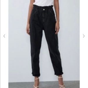 ZARA Women’s Straight Paperbag Jeans (black)